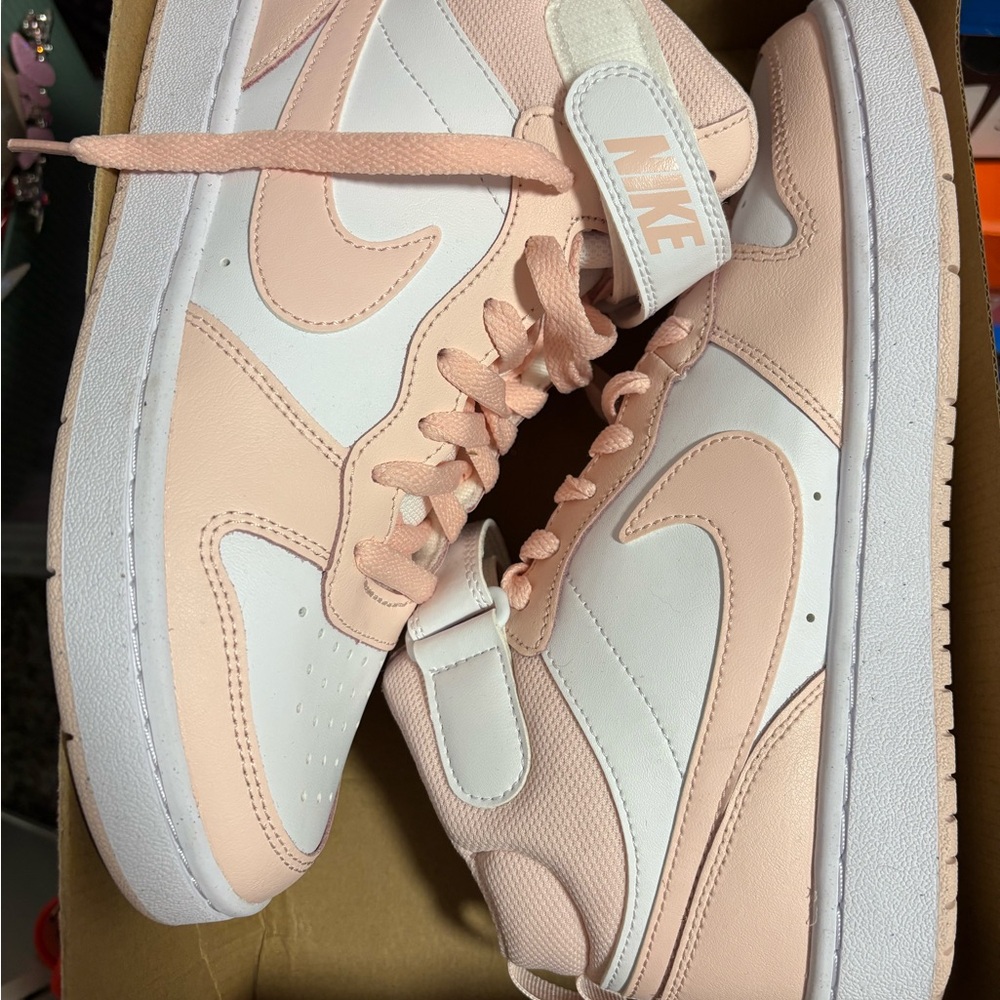 Nike Women's Blush Pink and White Sneakers